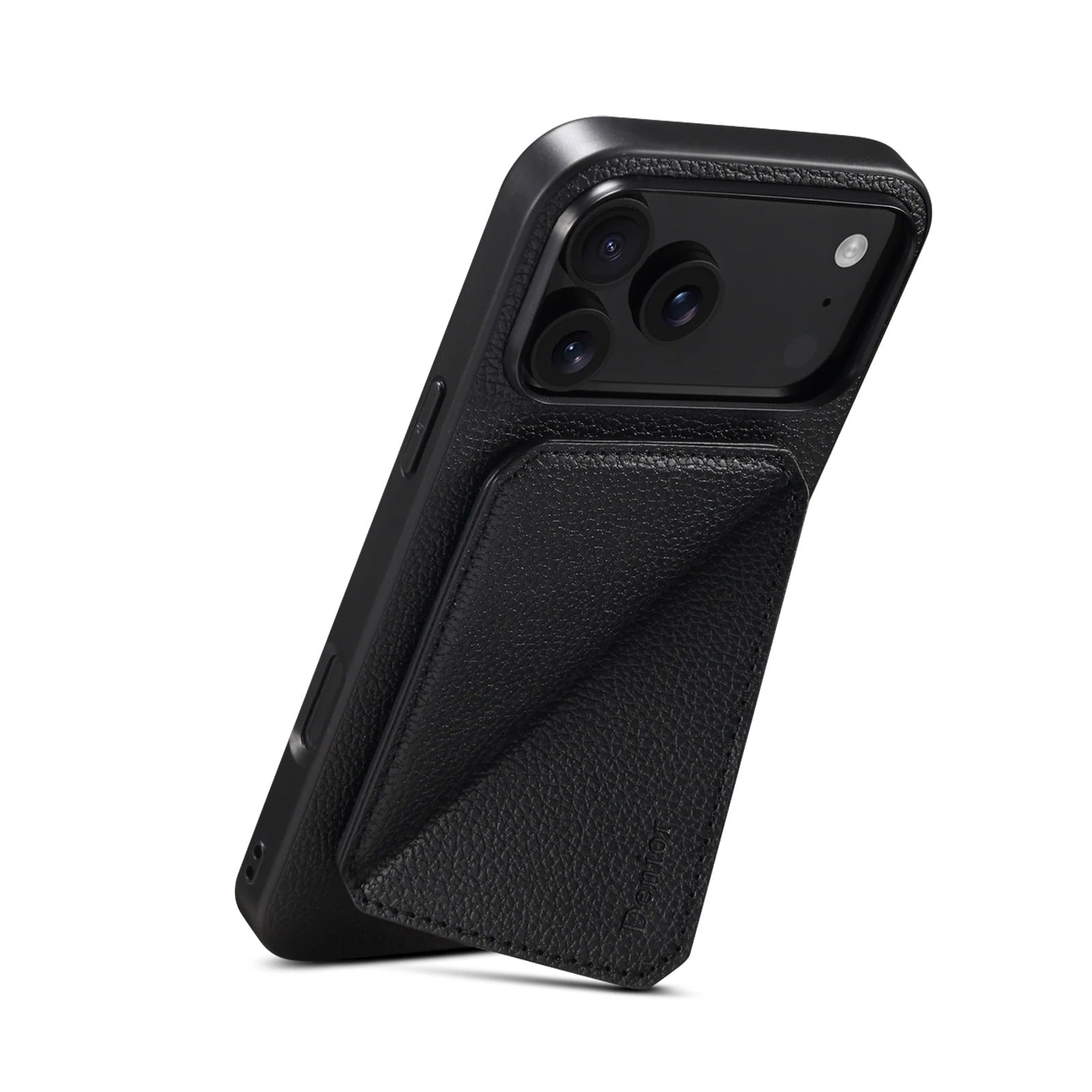 Luxury iPhone Case — Magnetic Detachable Card Slot Wallet with Stand, Full-Coverage PU Leather + PC TPU Shockproof Anti-Fingerprint Plain Design