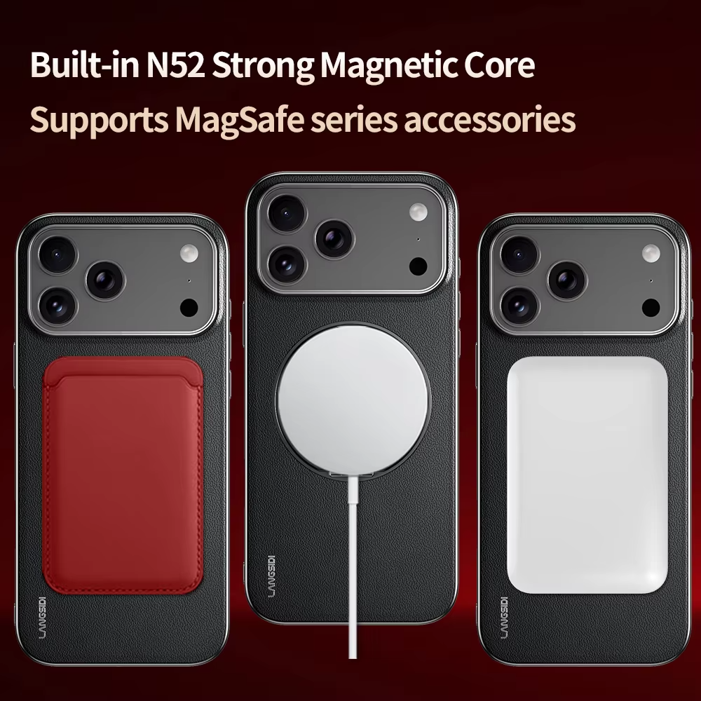 Luxury iPhone Case — Magnetic Leather Ring Holder with Lens Protection Premium Back Cover
