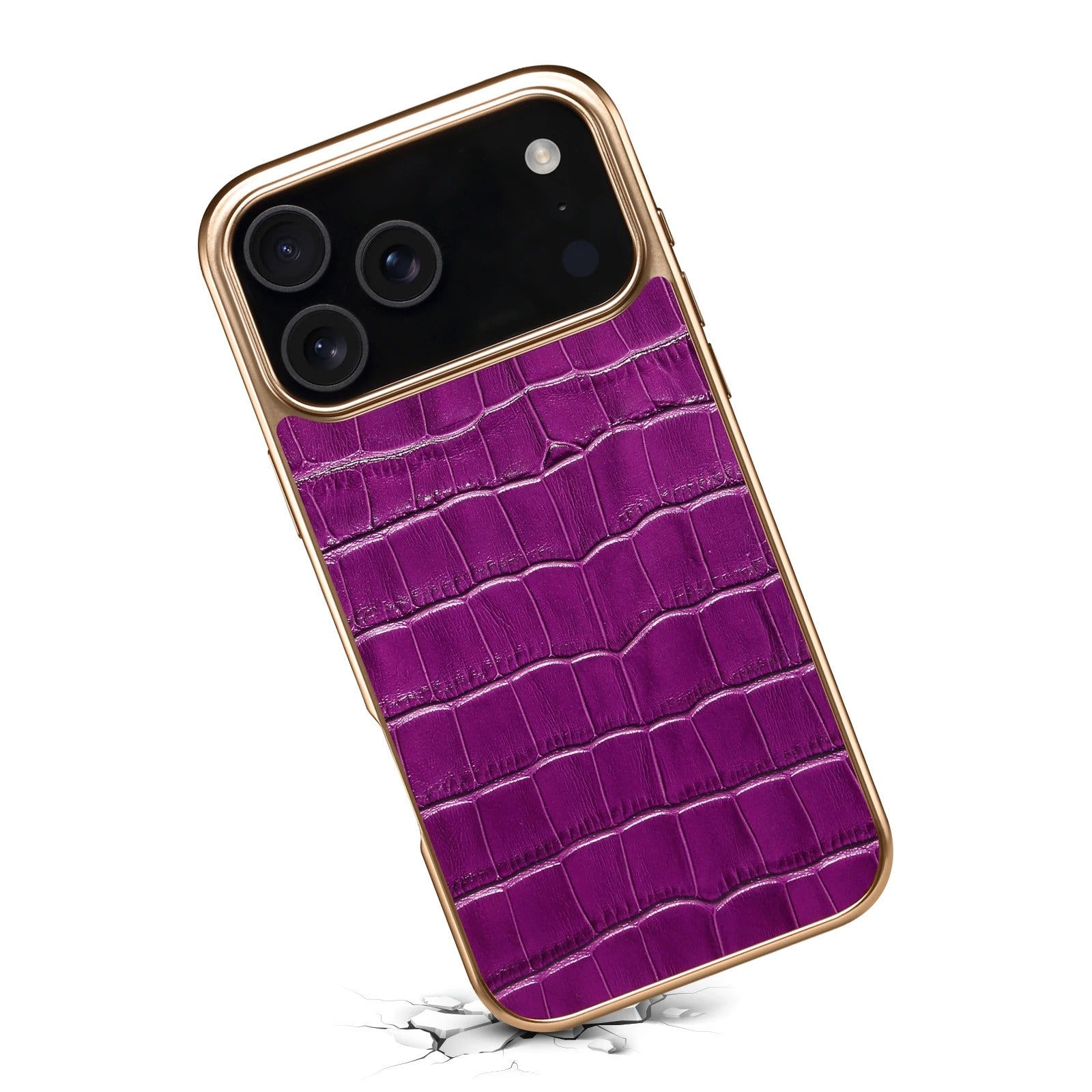 Luxury iPhone Case — Magnetic, Anti-Fingerprint, Anti-Scratch Half-Wrapped Leather Cover with Crocodile-Texture Design and Protective Back Shell