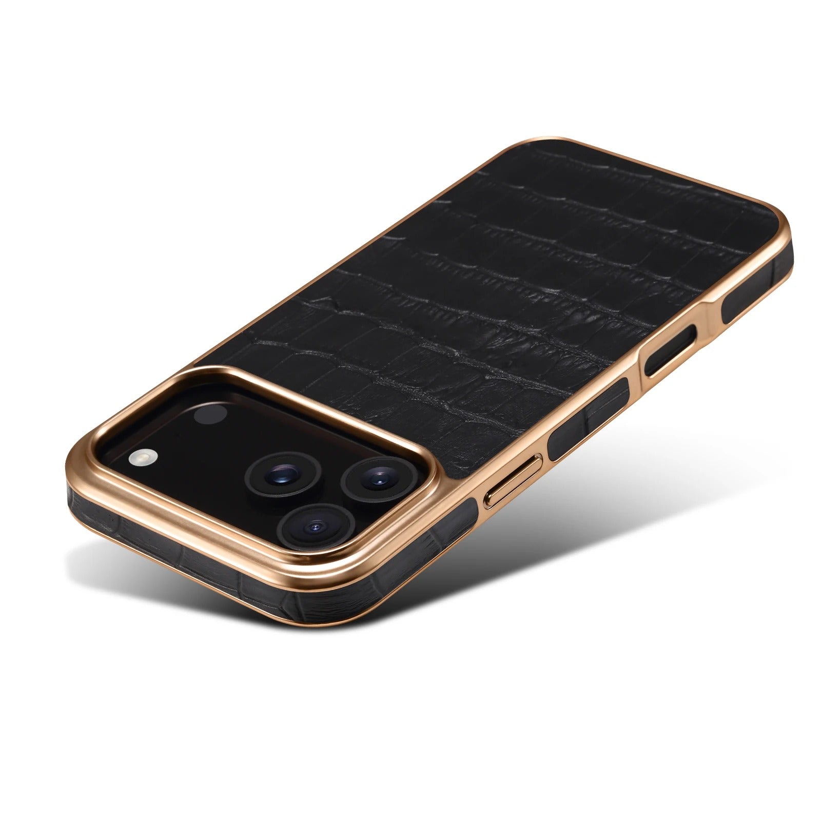 Luxury iPhone Case — Magnetic, Anti-Fingerprint, Anti-Scratch Half-Wrapped Leather Cover with Crocodile-Texture Design and Protective Back Shell