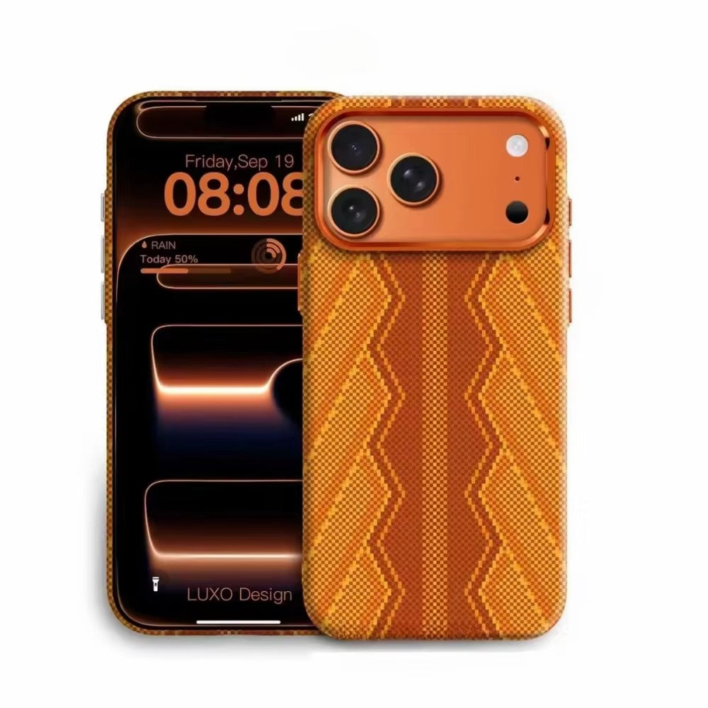Luxury iPhone Case — Magnetic, Shockproof 600D Kevlar Carbon-Fiber Textured Thin PC Cover with MagSafe Wireless Charging Support