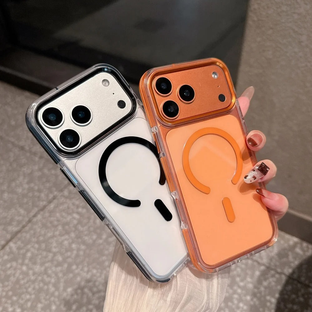 Luxury iPhone Case — Magnetic, Shockproof, Anti-Fingerprint, Anti-Scratch, Dustproof Transparent Non-Slip Half-Wrapped Cover with Soft Silicone Grip and MagSafe Charging Support