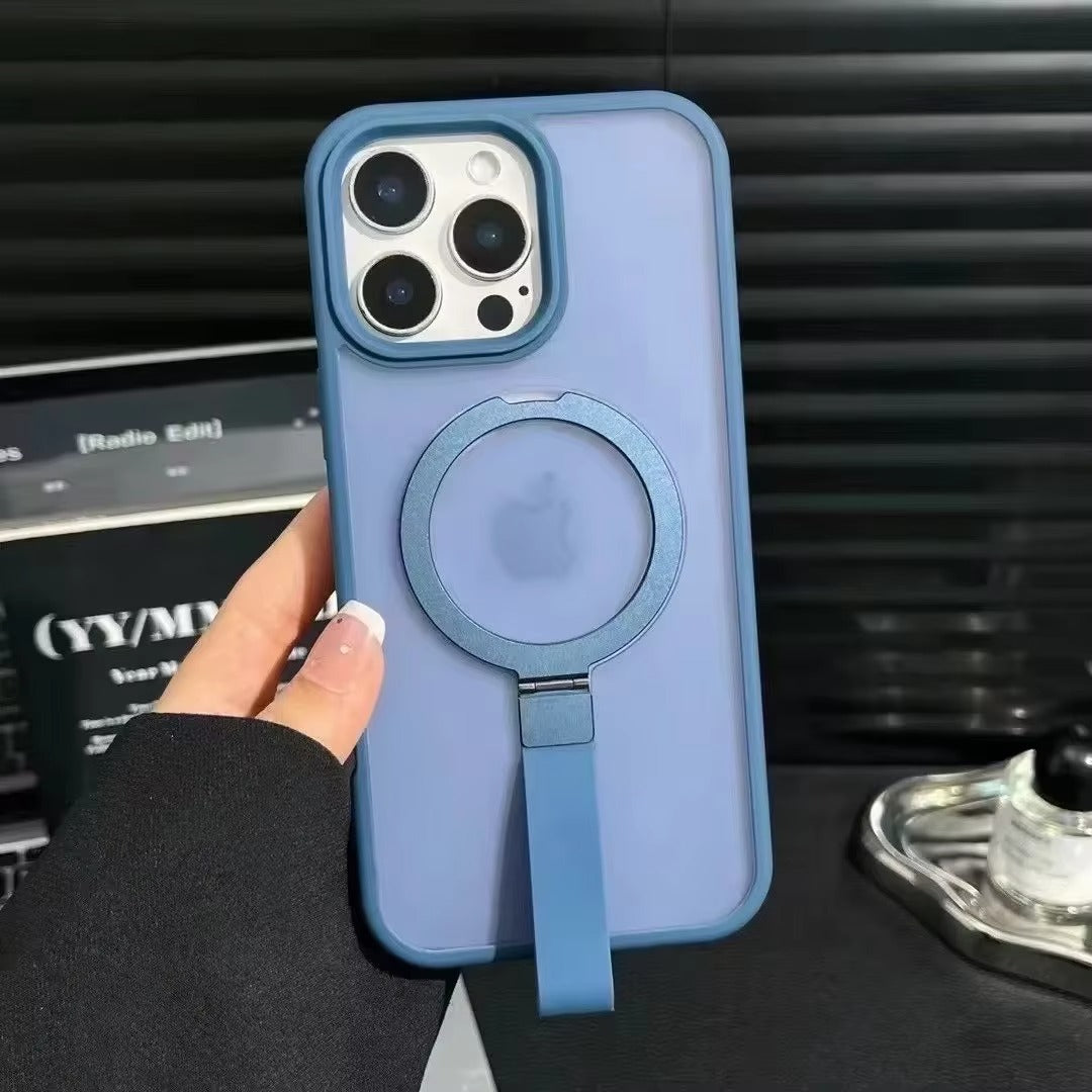 Luxury iPhone Case — Matte Transparent MagSafe Cover with Wrist Strap Holder, Shockproof TPU+PC Protection and Anti-Fingerprint Scratch-Resistant Design