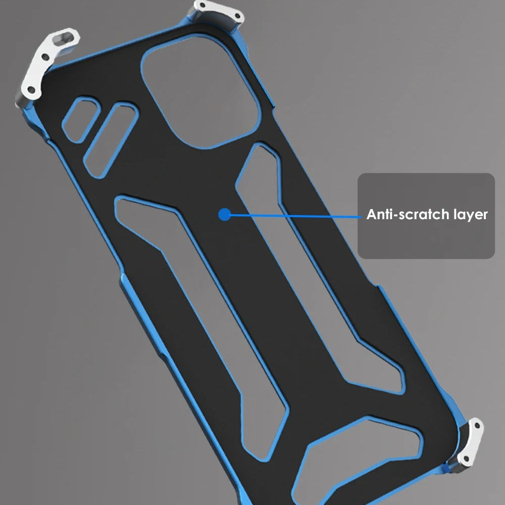 Luxury iPhone Case — Metal Armor Shockproof Cover with Heavy-Duty Anti-Scratch Anti-Fingerprint Design & Non-Slip Hard Protection