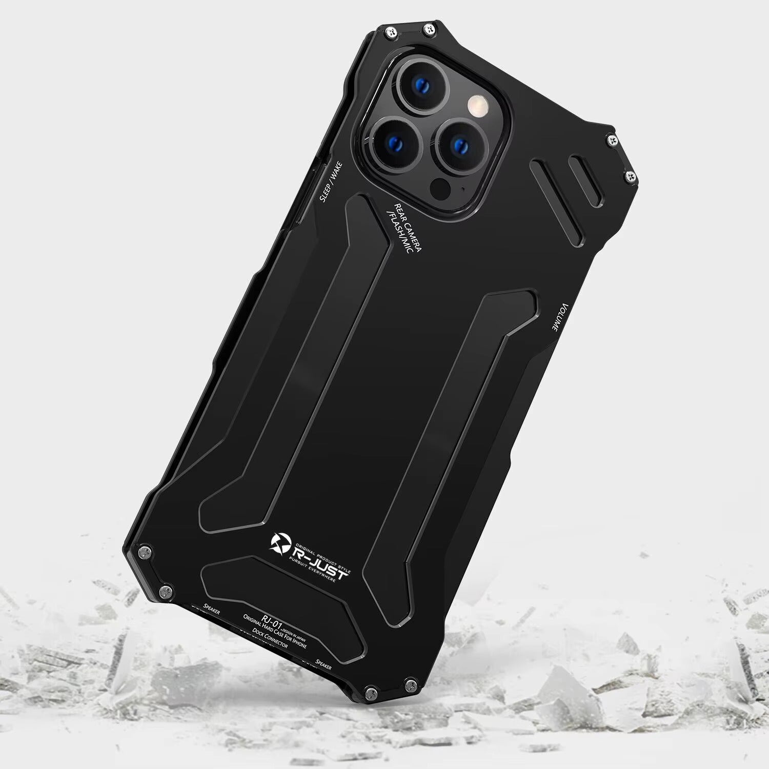 Luxury iPhone Case — Metal Armor Shockproof Cover with Heavy-Duty Anti-Scratch Anti-Fingerprint Design & Non-Slip Hard Protection