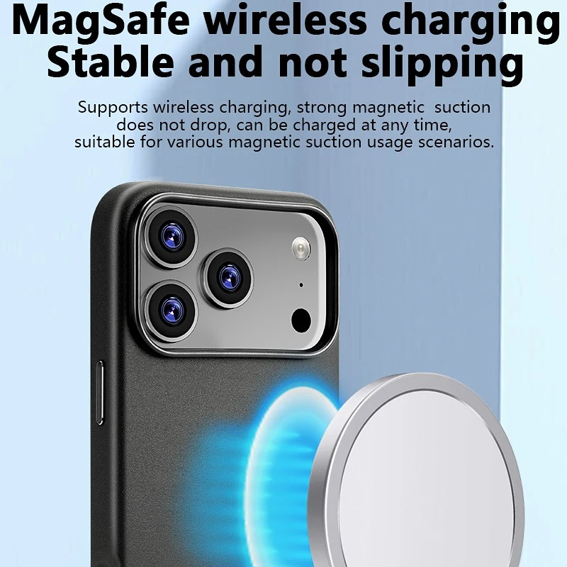 Luxury iPhone Case — MagSafe Leather Cover with Strong Magnetic Support, Half-Wrapped Shockproof Design for Apple iPhone 17 Pro Max and Plus