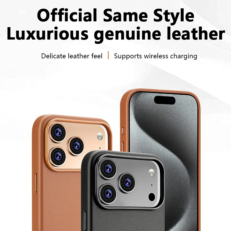 Luxury iPhone Case — MagSafe Leather Cover with Strong Magnetic Support, Half-Wrapped Shockproof Design for Apple iPhone 17 Pro Max and Plus