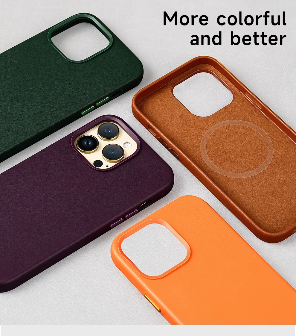 Luxury iPhone Case — MagSafe Leather Cover with Strong Magnetic Support, Half-Wrapped Shockproof Design for Apple iPhone 17 Pro Max and Plus