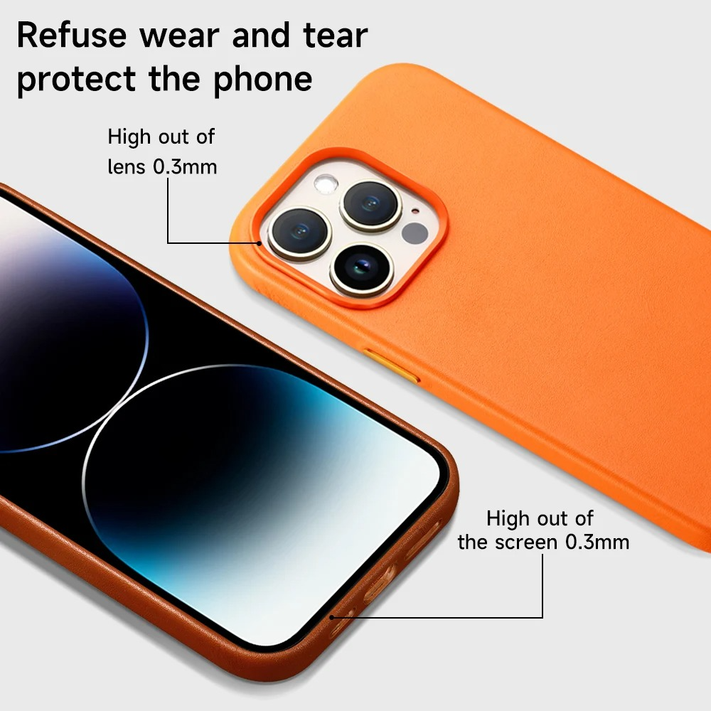 Luxury iPhone Case — MagSafe Leather Cover with Strong Magnetic Support, Half-Wrapped Shockproof Design for Apple iPhone 17 Pro Max and Plus