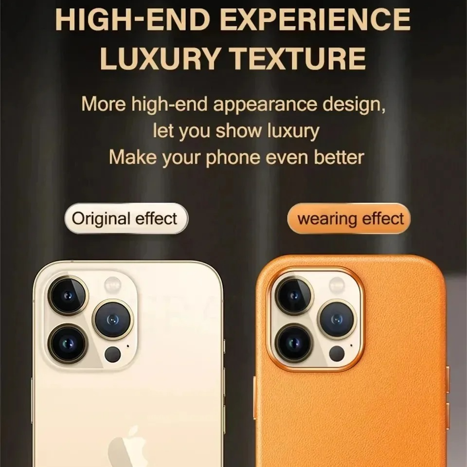 Luxury iPhone Case — MagSafe Leather Cover with Strong Magnetic Support, Half-Wrapped Shockproof Design for Apple iPhone 17 Pro Max and Plus