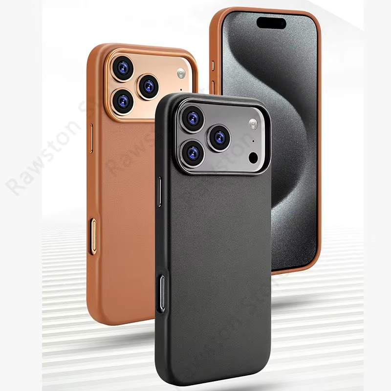 Luxury iPhone Case — MagSafe Leather Cover with Strong Magnetic Support, Half-Wrapped Shockproof Design for Apple iPhone 17 Pro Max and Plus
