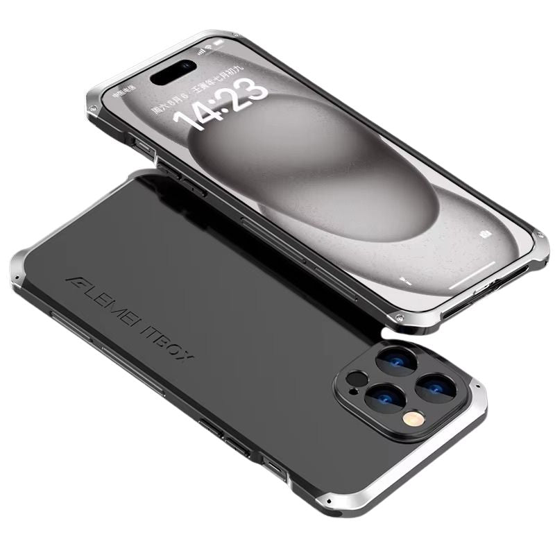 Luxury iPhone Case — PC + Aluminum Alloy Full-Coverage Protective Shell with Washable Anti-Scratch Dustproof Design and Non-Slip Lightweight Build