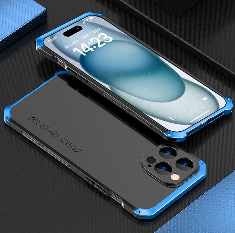 Luxury iPhone Case — PC + Aluminum Metal Bumper Cover with Shockproof Dual-Layer Protection, Dustproof Anti-Scratch Design and Premium Metallic Finish