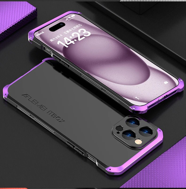 Luxury iPhone Case — PC + Aluminum Metal Bumper Cover with Shockproof Dual-Layer Protection, Dustproof Anti-Scratch Design and Premium Metallic Finish