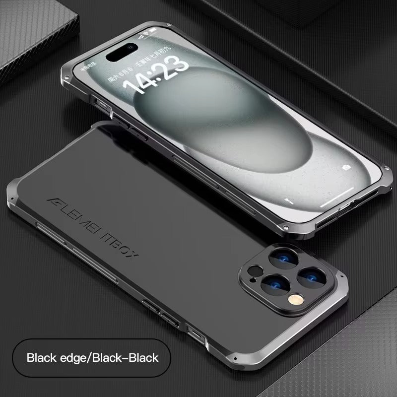 Luxury iPhone Case — PC + Aluminum Metal Bumper Cover with Shockproof Dual-Layer Protection, Dustproof Anti-Scratch Design and Premium Metallic Finish