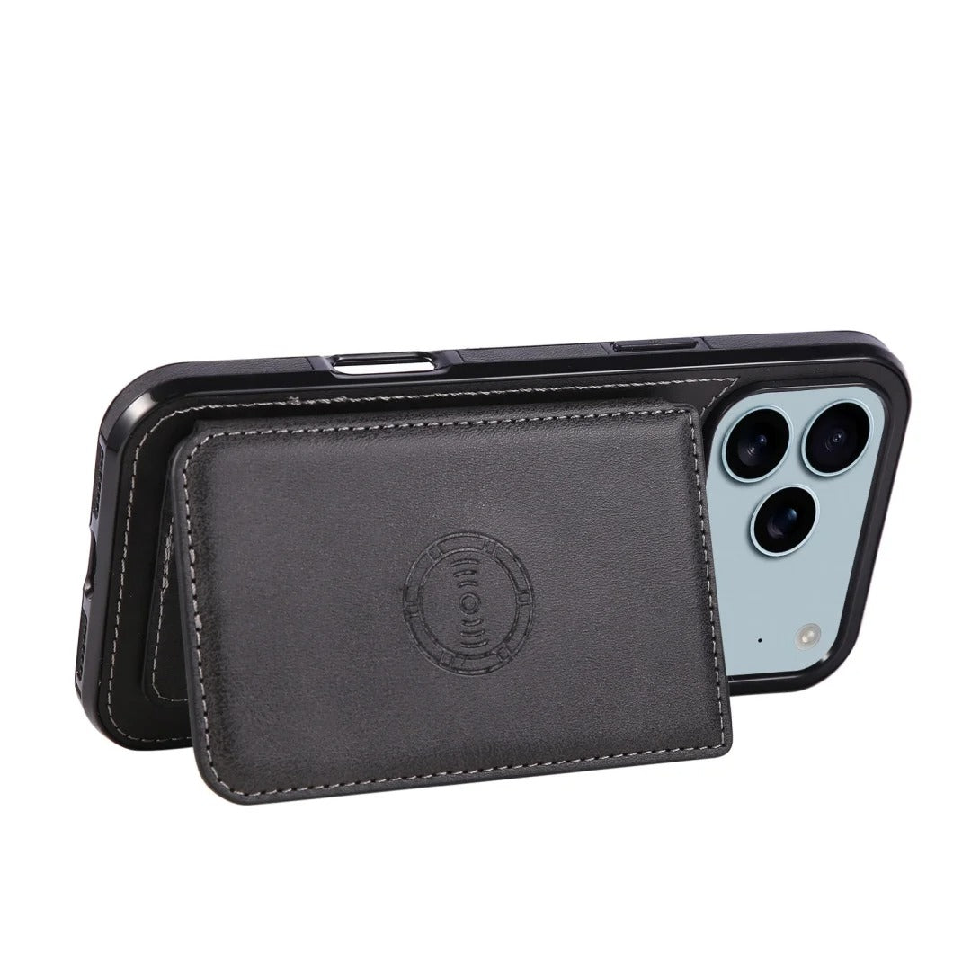 Luxury iPhone Case — PU Leather Flip Wallet with Card Holder, Shockproof Magnetic Car-Mount Ready Design, Full Access Protective Cover