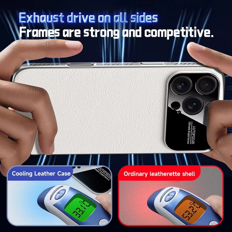 Luxury iPhone Case — Plain Leather Magnetic Cover with Heat-Dissipation Side Vents, Anti-Fingerprint Anti-Scratch Finish & Slim Half-Wrapped Design