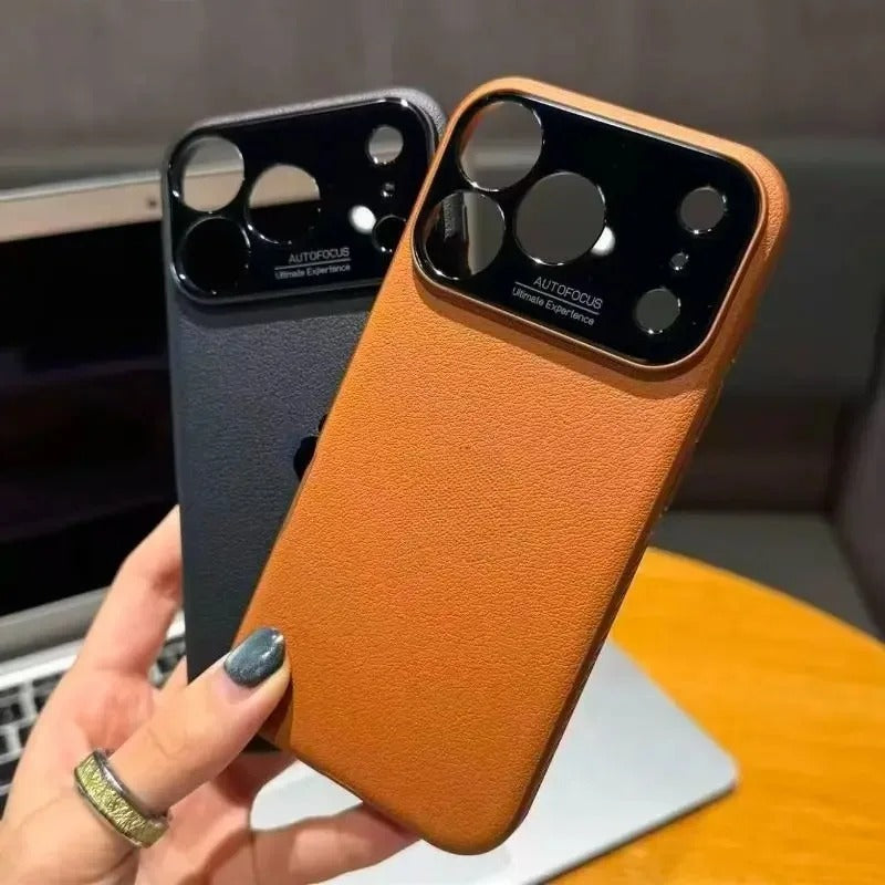Luxury iPhone Case — Plain Leather Magnetic Cover with Heat-Dissipation Side Vents, Anti-Fingerprint Anti-Scratch Finish & Slim Half-Wrapped Design