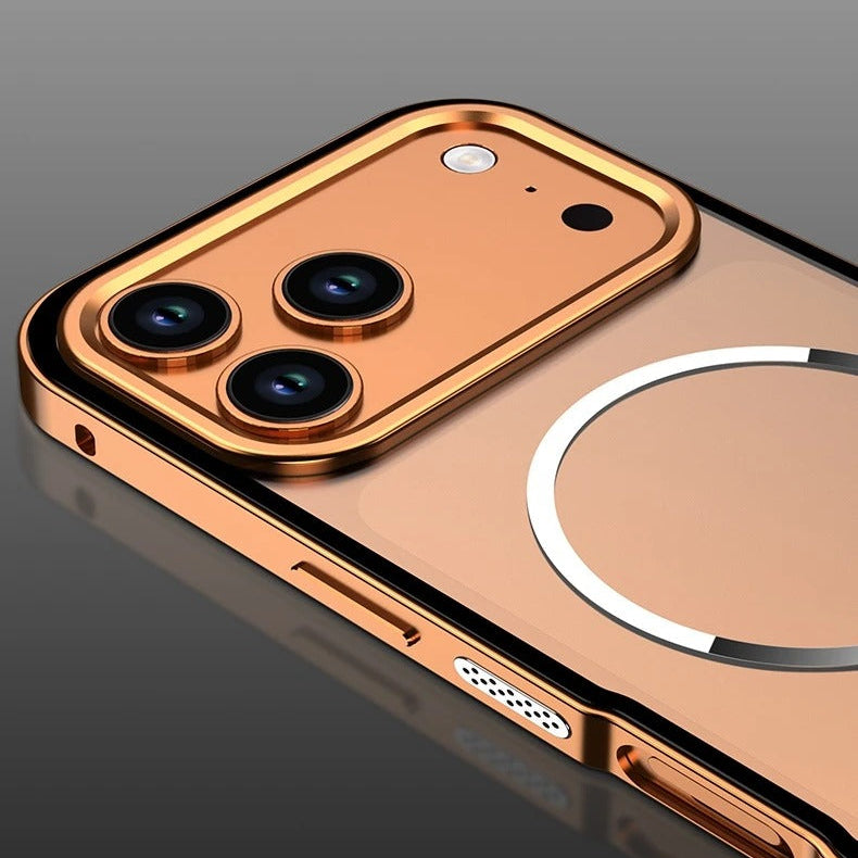 Luxury iPhone Case — Premium Aluminum Alloy Frosted Magnetic Backplate Protective Cover with Full Protection