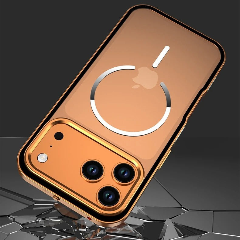 Luxury iPhone Case — Premium Aluminum Alloy Frosted Magnetic Backplate Protective Cover with Full Protection