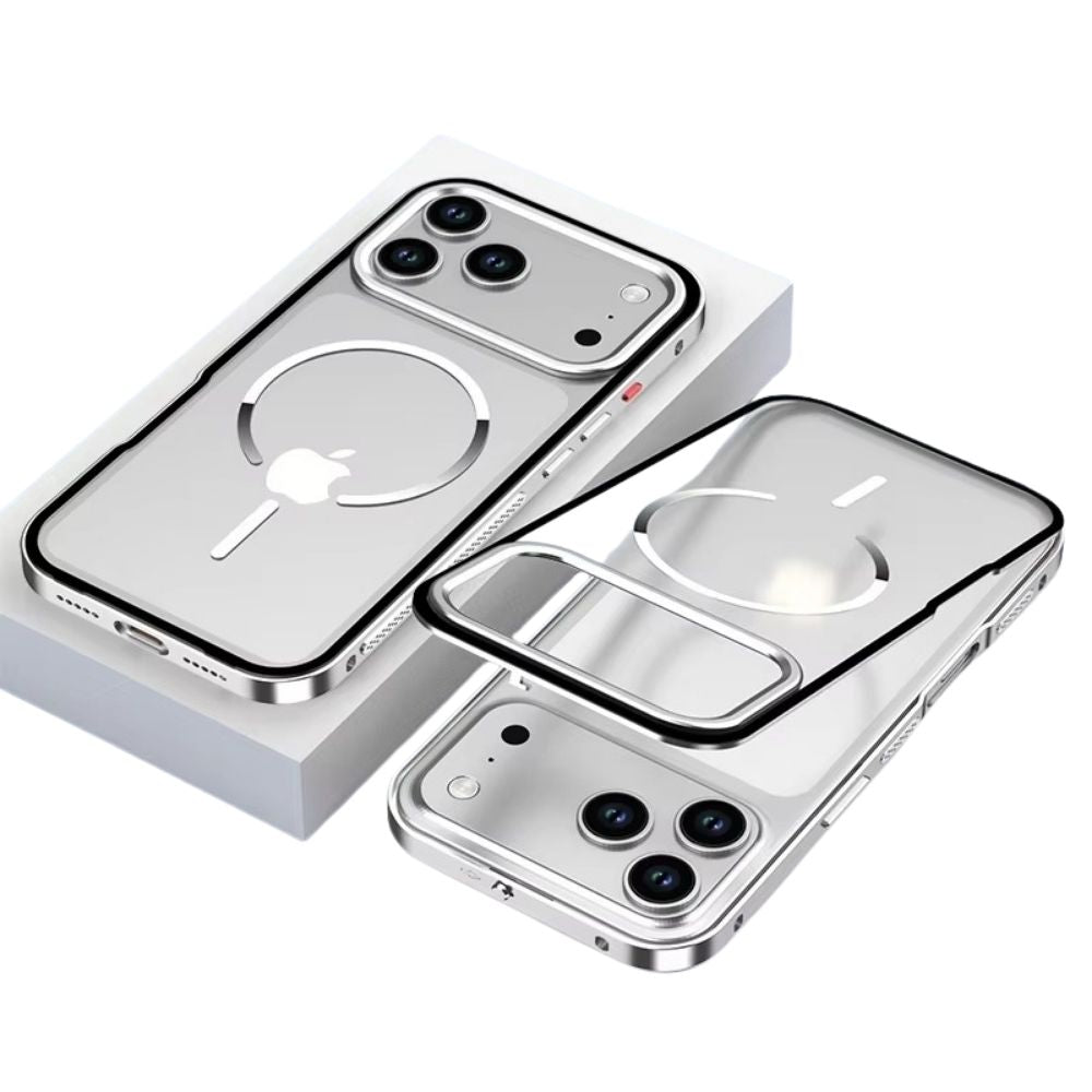 Luxury iPhone Case — Premium Aluminum Alloy Frosted Magnetic Backplate Protective Cover with Full Protection