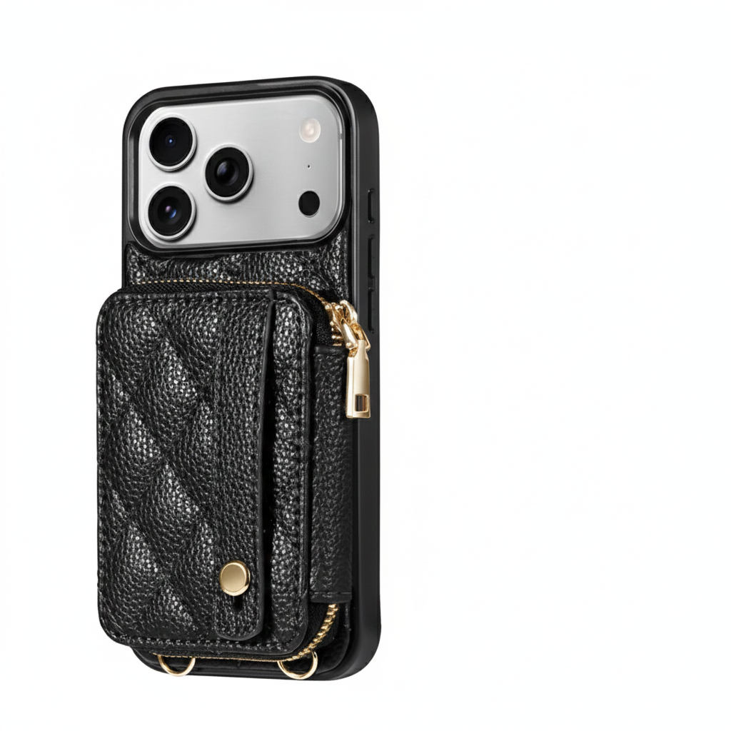 Luxury iPhone Case — RFID-Blocking PU Leather Wallet Cover with Wrist Strap, Crossbody Option and Secure Card Storage for Full Protection