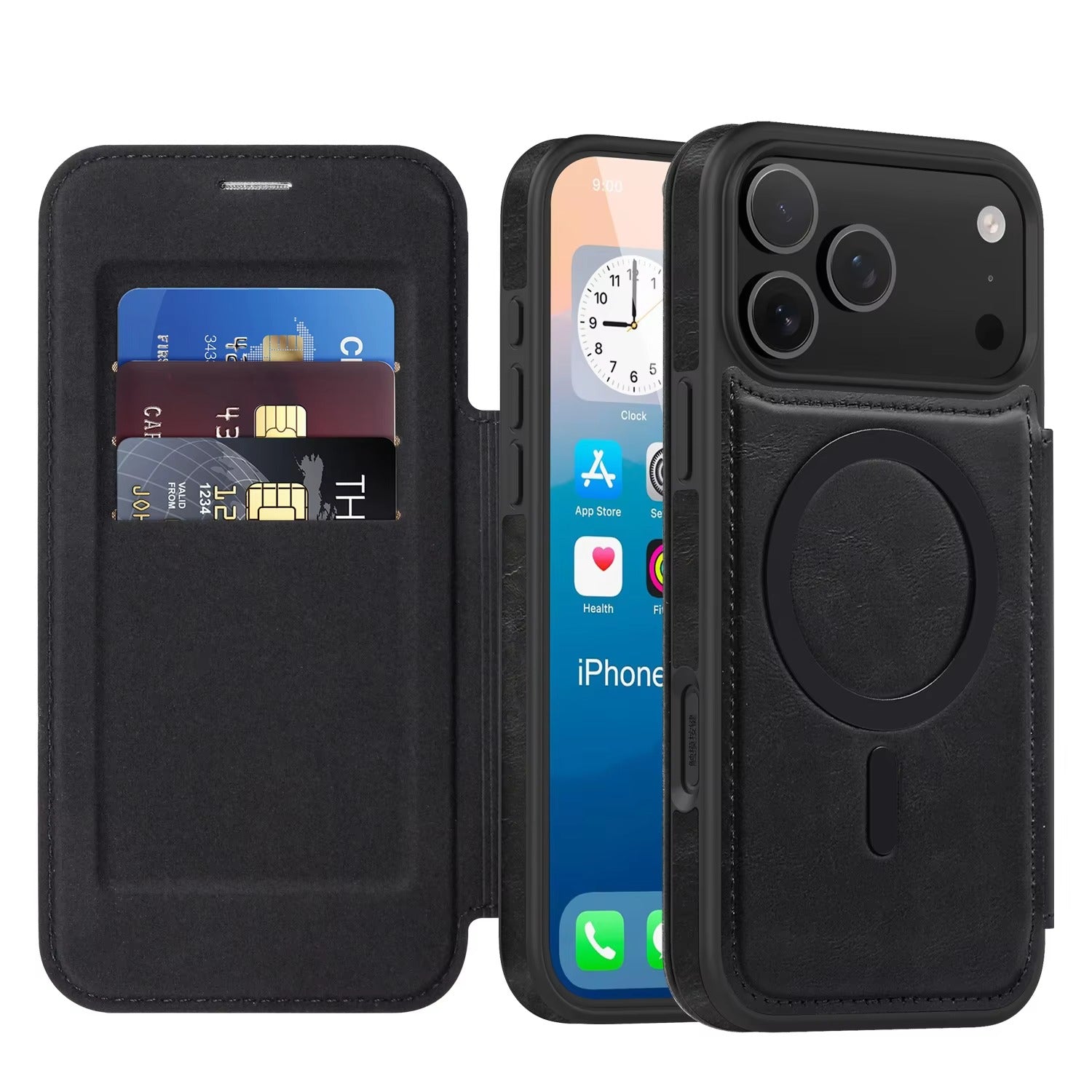 Luxury iPhone Case — Retro Business Flip Leather Cover with Magnetic Charging Support and Card Holder Wallet Design