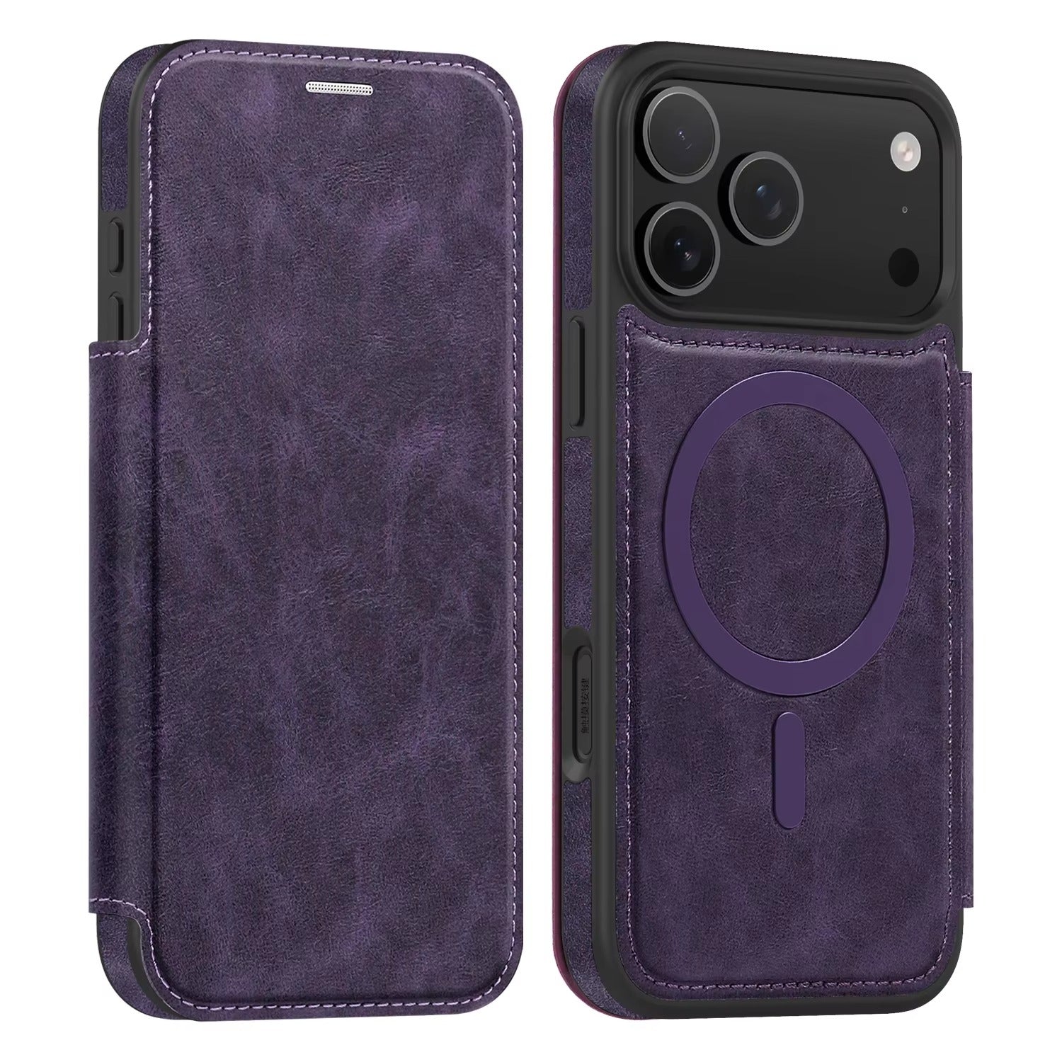 Luxury iPhone Case — Retro Business Flip Leather Cover with Magnetic Charging Support and Card Holder Wallet Design