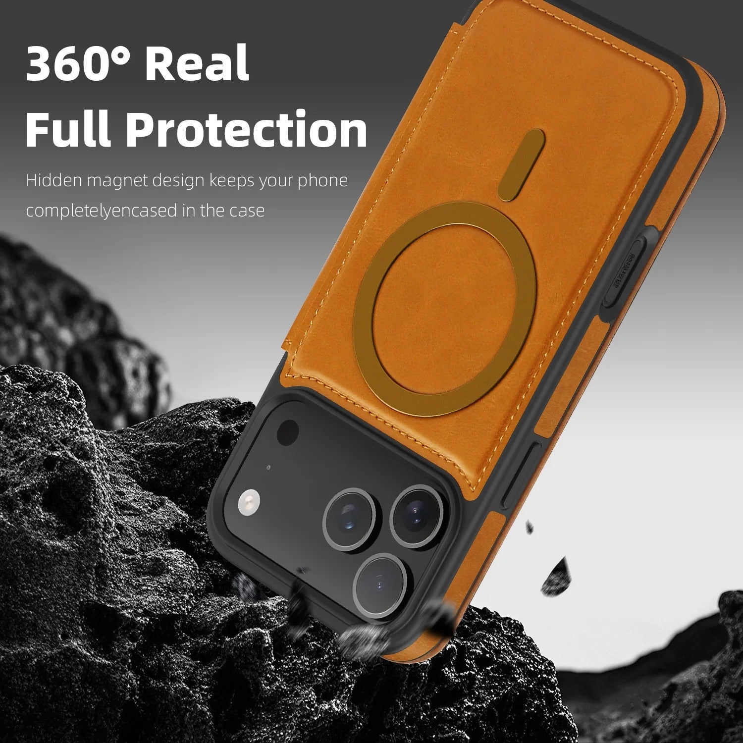 Luxury iPhone Case — Retro Business Flip Leather Cover with Magnetic Charging Support and Card Holder Wallet Design