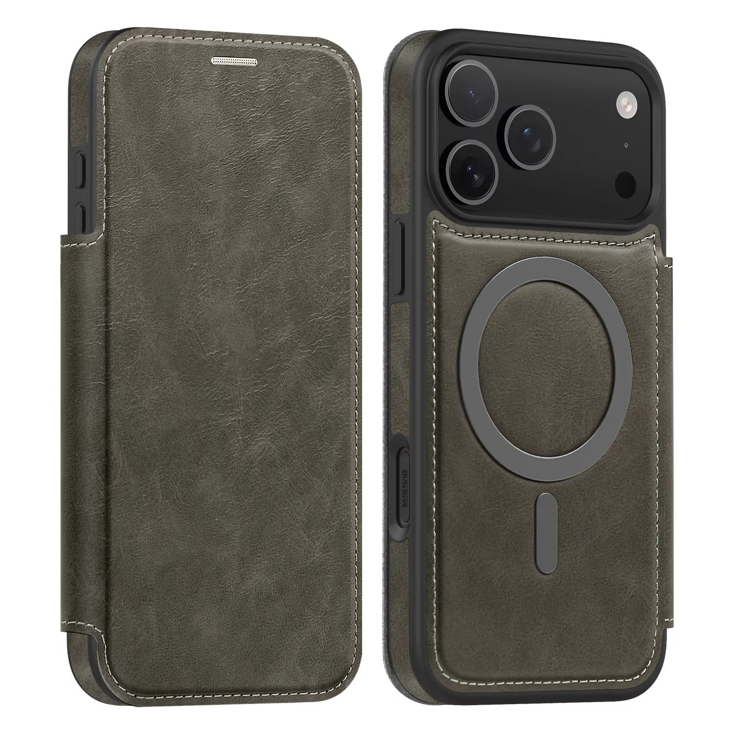 Luxury iPhone Case — Retro Business Flip Leather Cover with Magnetic Charging Support and Card Holder Wallet Design