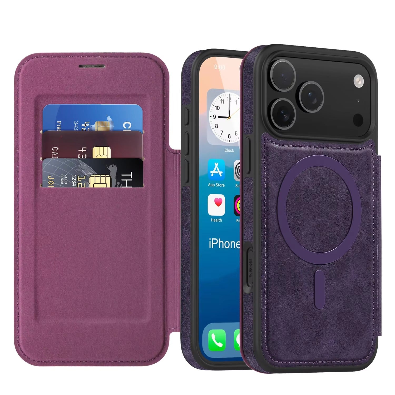 Luxury iPhone Case — Retro Business Flip Leather Cover with Magnetic Charging Support and Card Holder Wallet Design