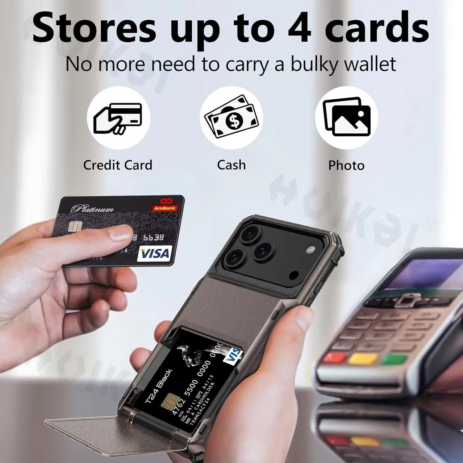 Luxury iPhone Case — Shockproof Slide Armor Wallet Cover with Card Slots, Dual-Layer Protection & Non-Slip Business Design