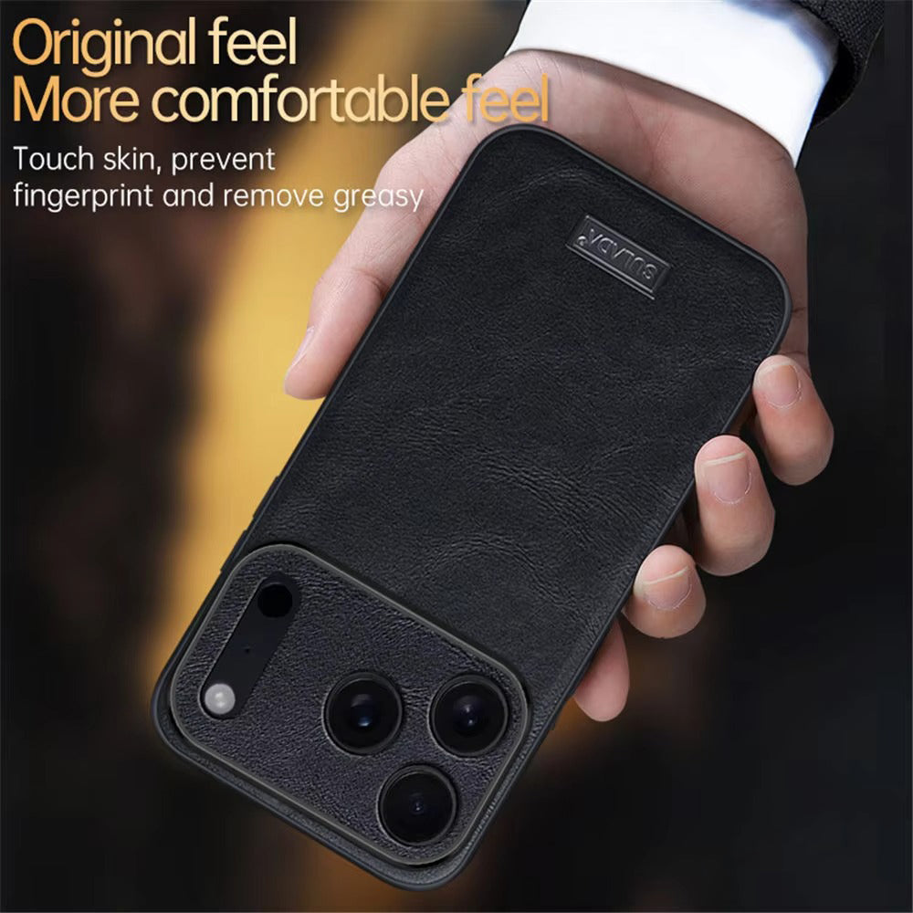 Luxury iPhone Case — Shockproof Soft Leather Cover, Half-Wrapped PC+TPU Design, Anti-Fingerprint Anti-Scratch Non-Slip Protection, Plain Finish