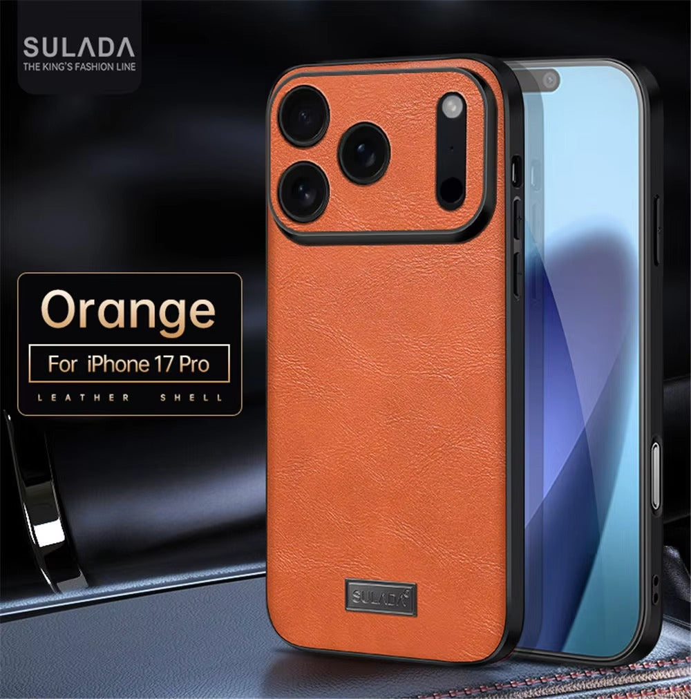 Luxury iPhone Case — Shockproof Soft Leather Cover, Half-Wrapped PC+TPU Design, Anti-Fingerprint Anti-Scratch Non-Slip Protection, Plain Finish