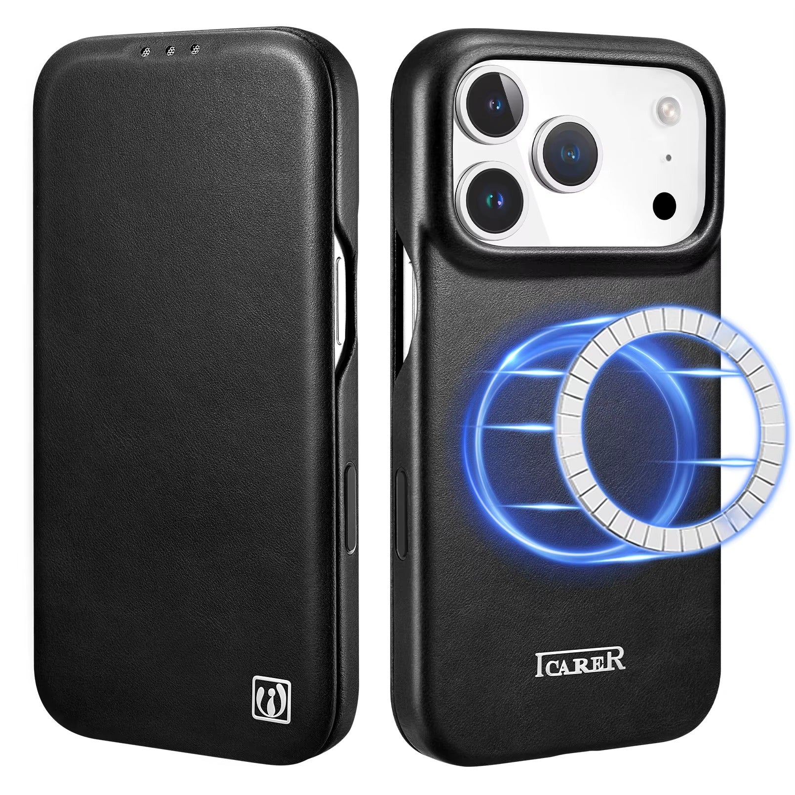 Luxury iPhone Case — Slim Genuine Leather Magnetic Folio Cover with Wireless-Charging Support, Shockproof Protection and Non-Slip Dustproof Design