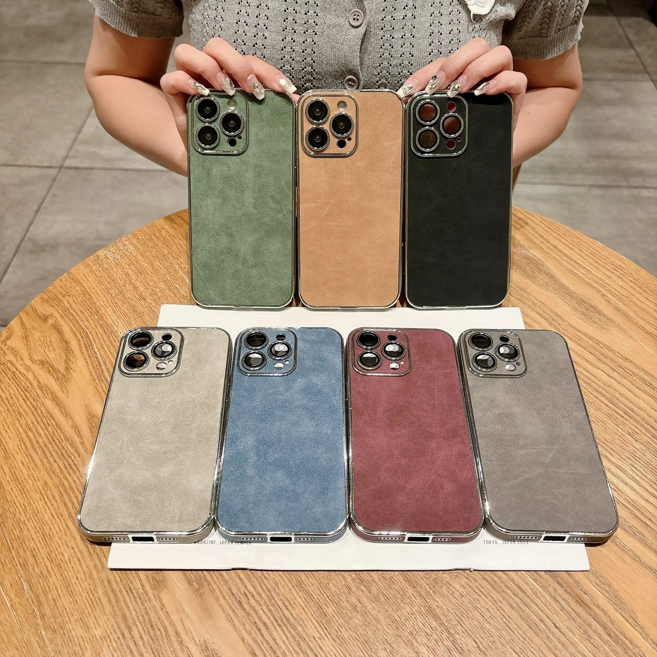 Luxury iPhone Case — Suede Leather Electroplated Ultra-Thin Cover with Soft Silicone Edges, Shockproof Non-Slip Design and Camera Lens Protection