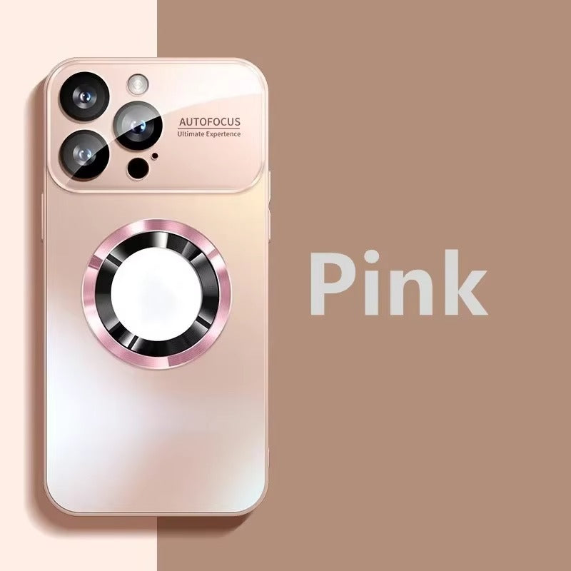 Luxury iPhone Case — Titanium-Metallic Matte MagSafe Cover with Lens Camera Protection, Shockproof PC and Silicone Design and Exposed Logo Style