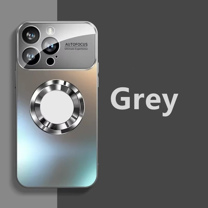 Luxury iPhone Case — Titanium-Metallic Matte MagSafe Cover with Lens Camera Protection, Shockproof PC and Silicone Design and Exposed Logo Style