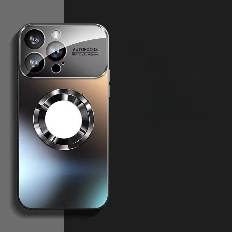 Luxury iPhone Case — Titanium-Metallic Matte MagSafe Cover with Lens Camera Protection, Shockproof PC and Silicone Design and Exposed Logo Style