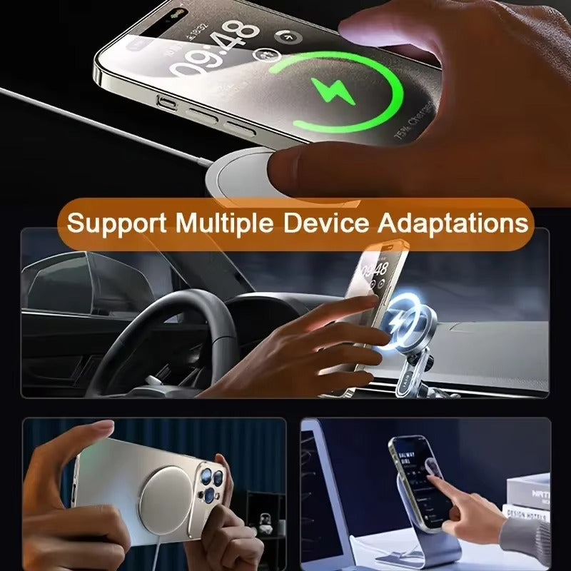 Luxury iPhone Case — Titanium-Metallic Matte MagSafe Cover with Lens Camera Protection, Shockproof PC and Silicone Design and Exposed Logo Style