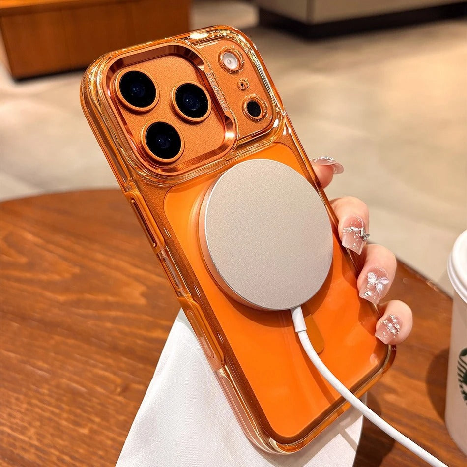 Luxury iPhone Case — Transparent Hard Acrylic MagSafe Cover with Shockproof TPU Edges, Anti-Fingerprint Anti-Scratch Dustproof Lightweight Design