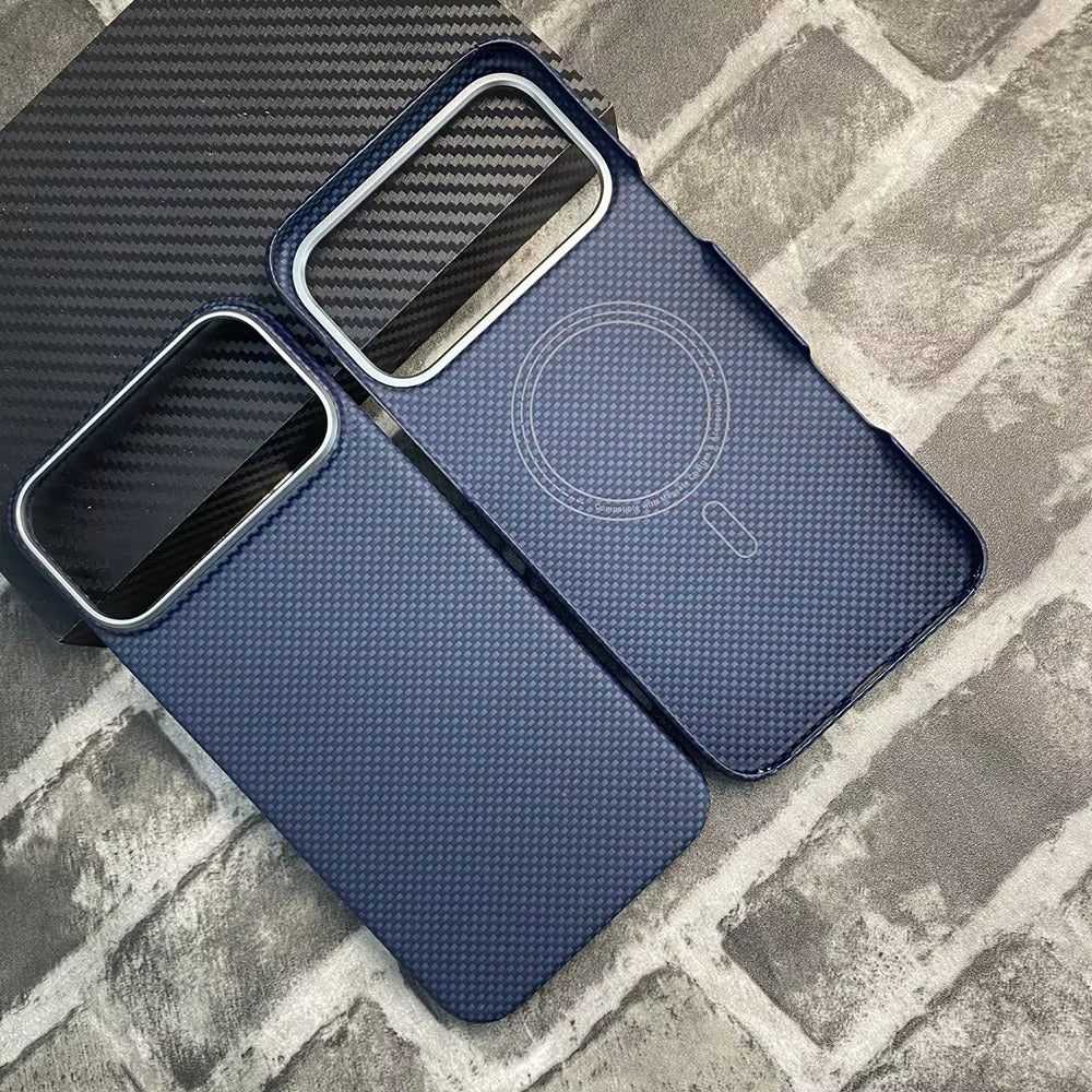 Luxury iPhone Case — Ultra-Thin Aramid Carbon Fiber MagSafe Cover with Kevlar-Grade Protection, Shock-Resistant Slim Design and Washable Finish