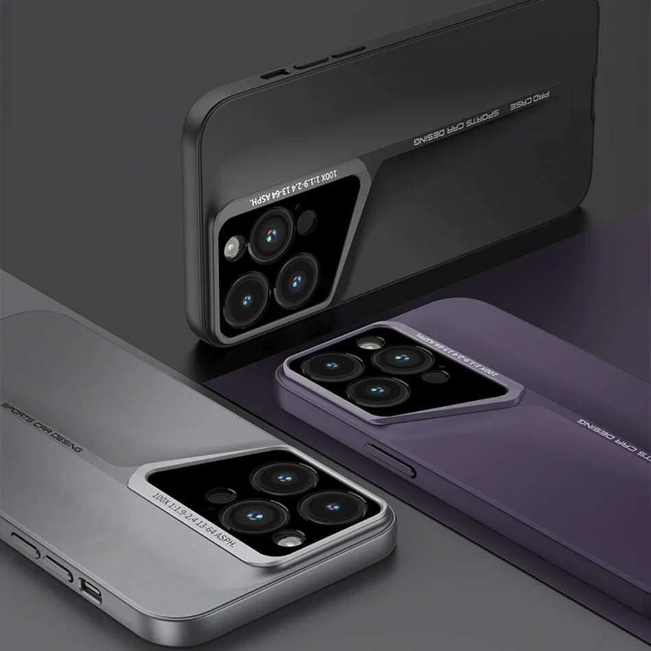 Luxury iPhone Case — Ultra-Thin Blade Titanium-Style Cover with Shockproof Lens Protection, Lightweight Non-Slip Design & Skin-Safe Fashion Finish