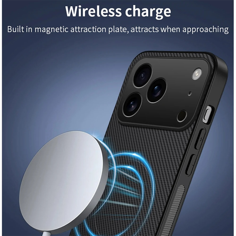 Luxury iPhone Case — Ultra-Thin Carbon Fiber, Magnetic, Shockproof, Military-Grade Protective Cover Fiber, Magnetic, Shockproof, Military-Grade Protective Cover