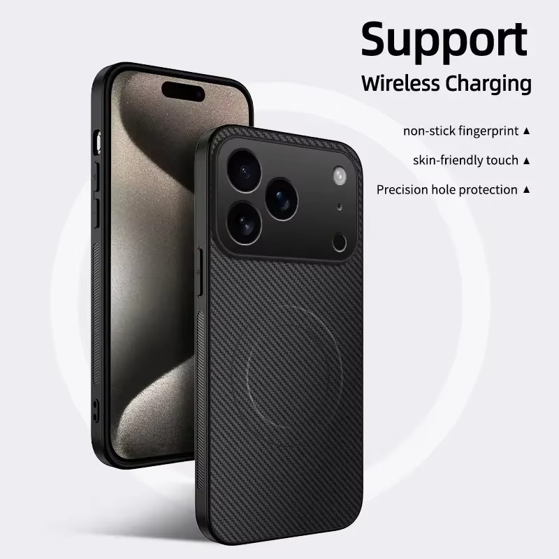 Luxury iPhone Case — Ultra-Thin Carbon Fiber, Magnetic, Shockproof, Military-Grade Protective Cover Fiber, Magnetic, Shockproof, Military-Grade Protective Cover