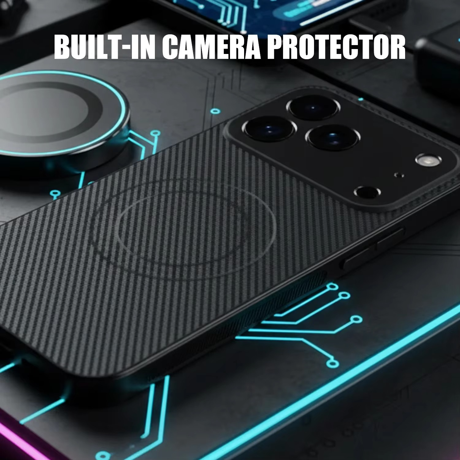 Luxury iPhone Case — Ultra-Thin Carbon Fiber, Magnetic, Shockproof, Military-Grade Protective Cover Fiber, Magnetic, Shockproof, Military-Grade Protective Cover