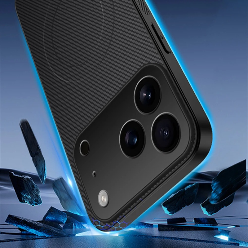 Luxury iPhone Case — Ultra-Thin Carbon Fiber, Magnetic, Shockproof, Military-Grade Protective Cover Fiber, Magnetic, Shockproof, Military-Grade Protective Cover