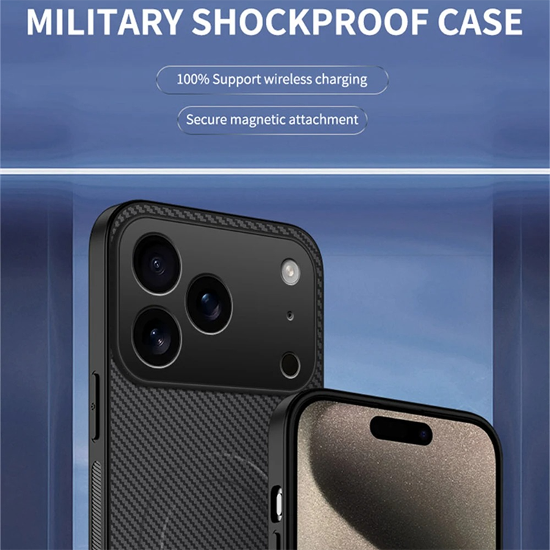 Luxury iPhone Case — Ultra-Thin Carbon Fiber, Magnetic, Shockproof, Military-Grade Protective Cover Fiber, Magnetic, Shockproof, Military-Grade Protective Cover