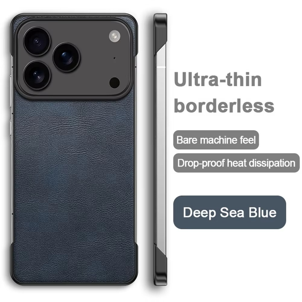 Luxury iPhone Case — Ultra-Thin Frameless Leather PC Cover with Solid-Color Design, Shockproof Anti-Fall Protection & MagSafe-Compatible Borderless Finish