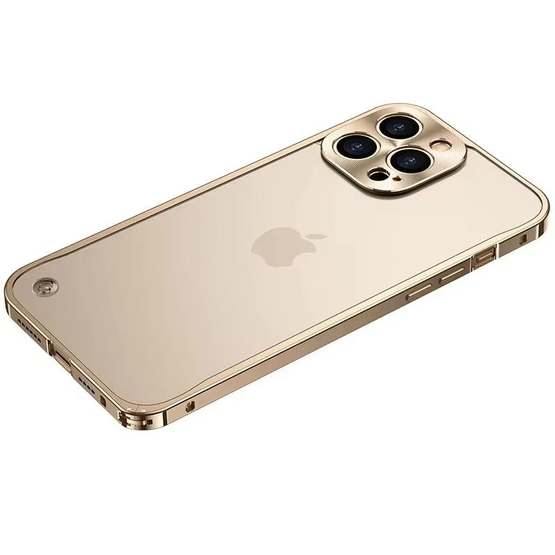 Luxury iPhone Case — Ultra-Thin, Shockproof, Non-Slip, Dirt-Resistant Matte Transparent Cover with Aluminum Metal Bumper, PC Acrylic Back and Camera Lens Protector